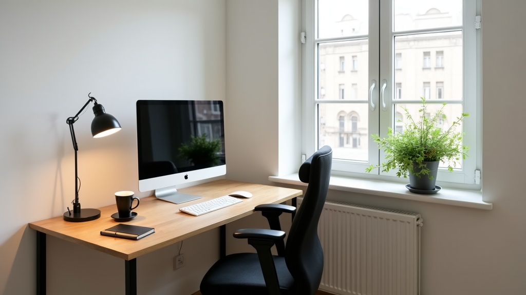 Airbnb dedicated workspace with monitor and ergonomic setup for business travellers