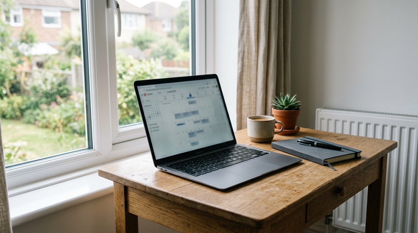 Airbnb host reviewing booking calendar on laptop
