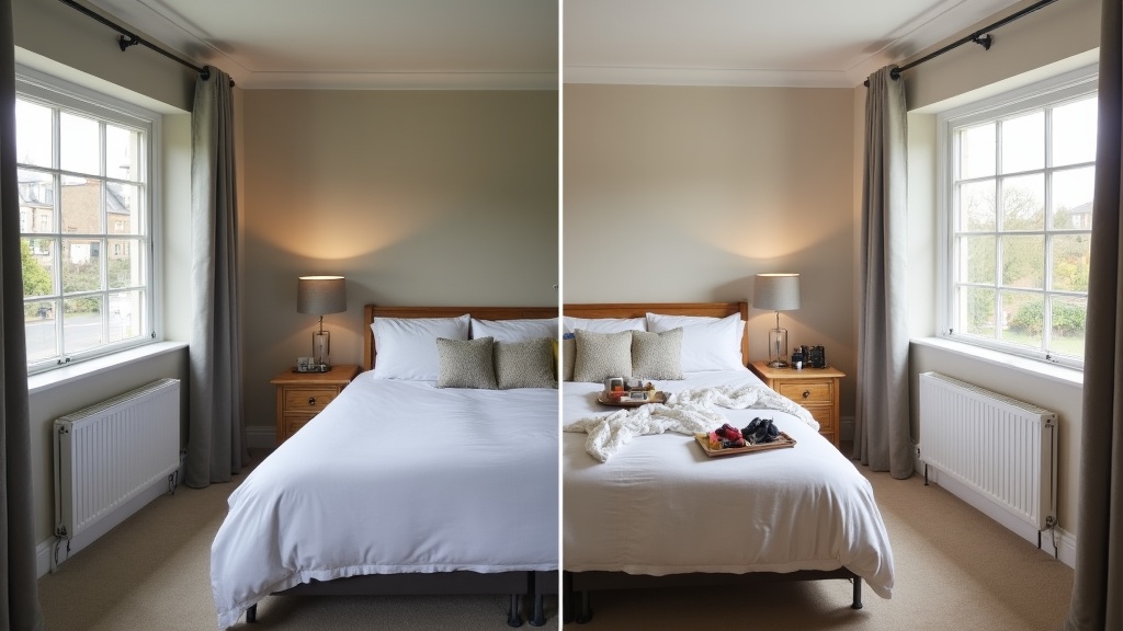 Before and after comparison of Airbnb cleaning standards