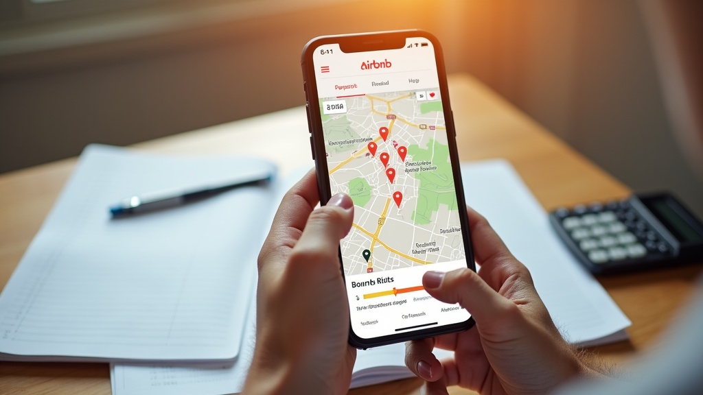 Smartphone showing Airbnb competitor map search