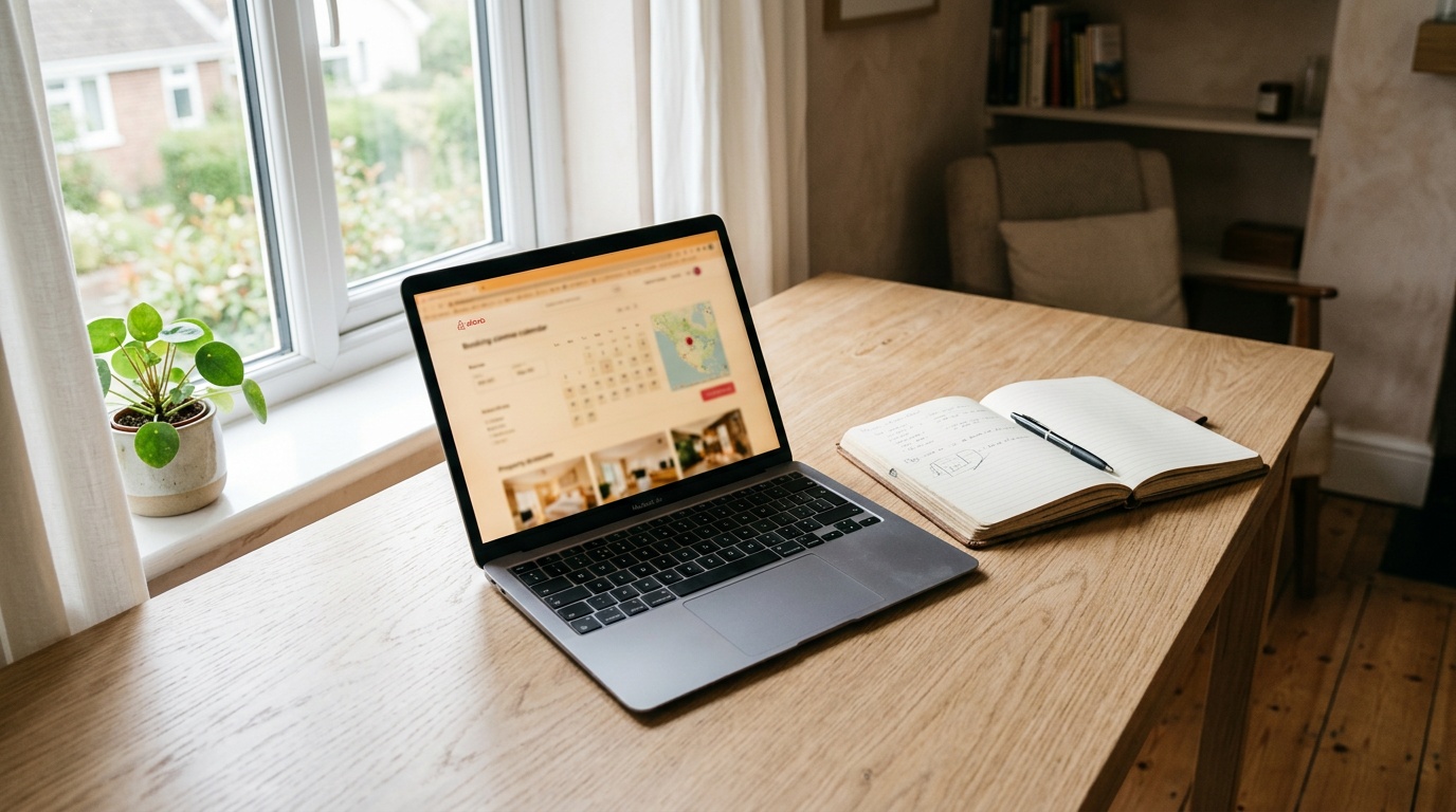 Airbnb host reviewing guest booking requests on laptop