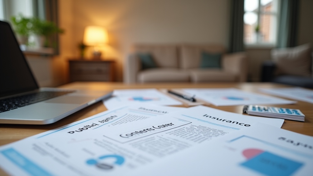 Insurance documents and laptop for researching Airbnb host insurance options