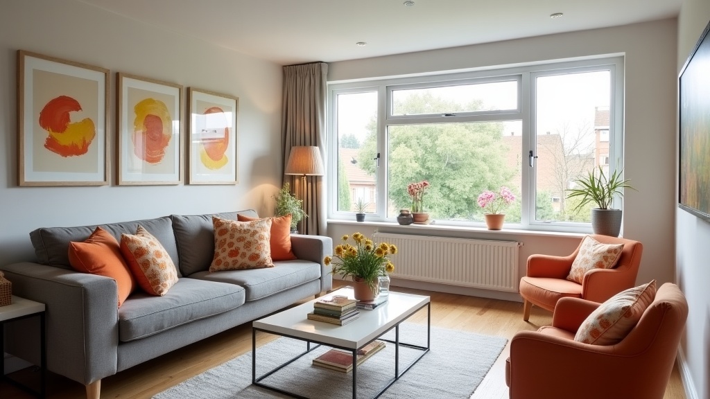 Modern Airbnb living room interior in UK investment property