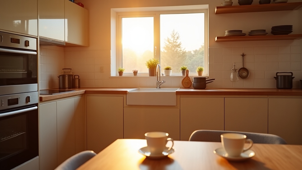 Well-equipped Airbnb kitchen with dishwasher justifying premium pricing