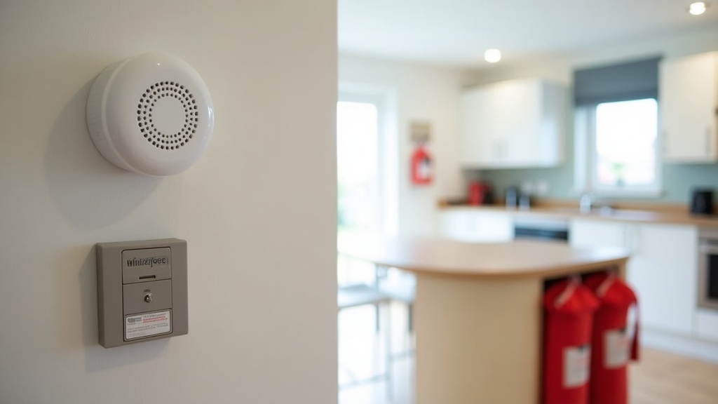 Fire safety equipment including smoke alarm and CO detector in UK Airbnb