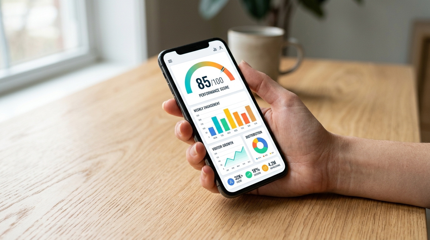 Smartphone showing Airbnb listing performance score dashboard
