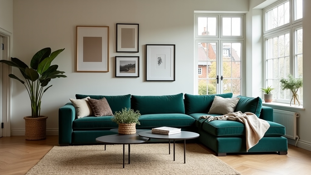 Professionally styled Airbnb living room hero photo example