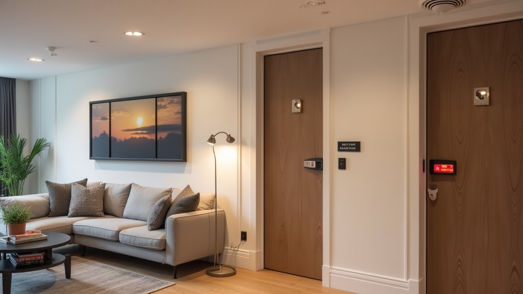 London Airbnb interior showing fire safety compliance features