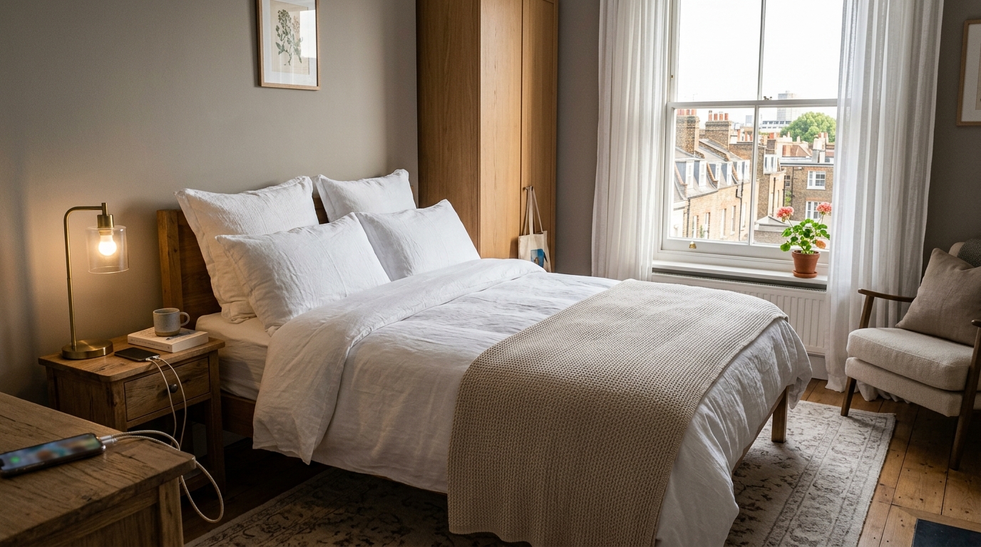 Inviting London Airbnb bedroom ready for peak season guests