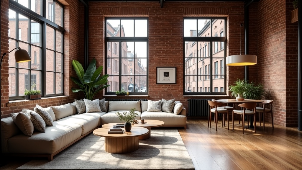 Stylish Lace Market apartment interior with exposed brick walls