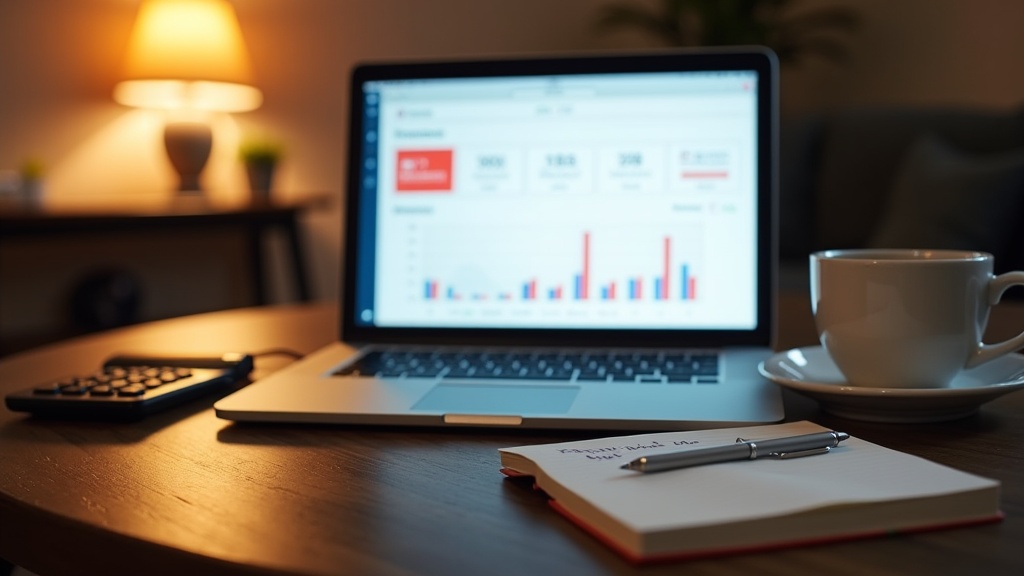 Airbnb host optimising listing pricing and performance on laptop