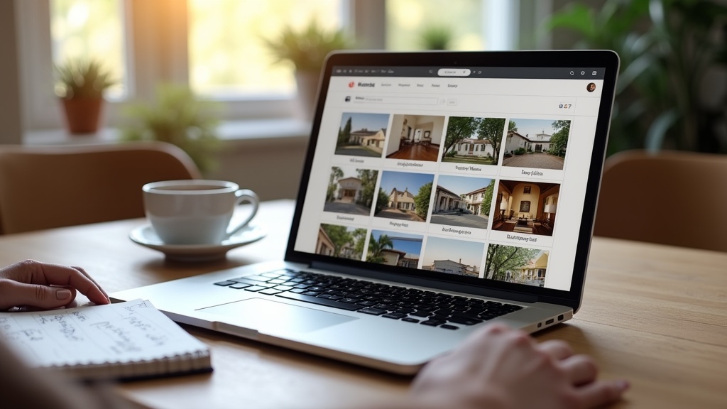 Host optimising Airbnb photo order on laptop to improve listing conversions