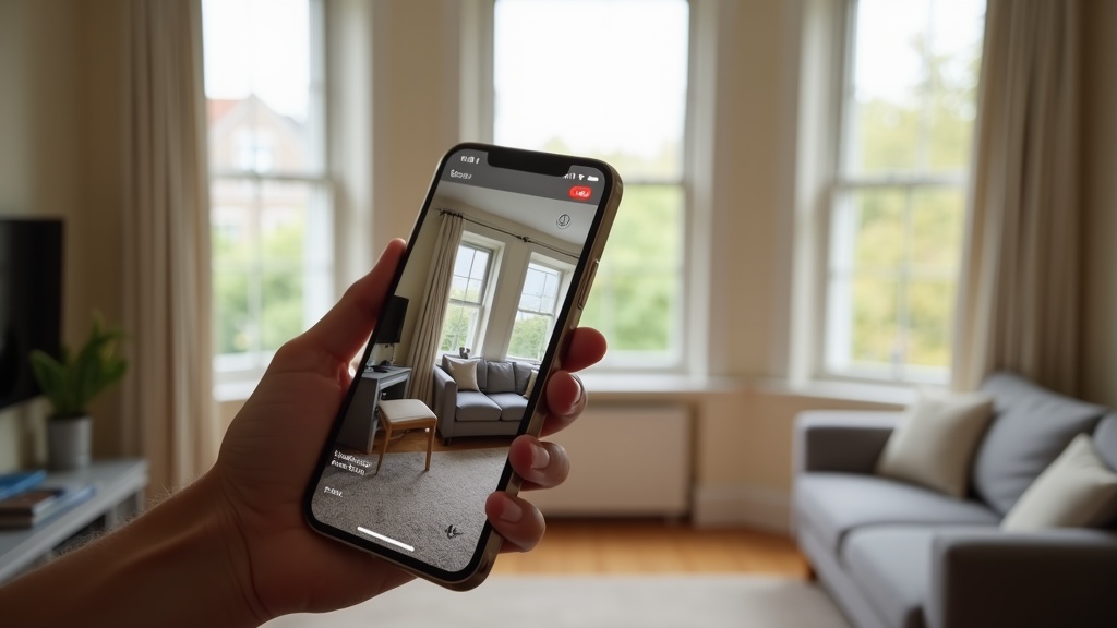 Mobile phone displaying Airbnb listing photos optimised for small screens