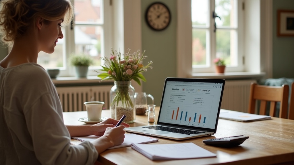 UK Airbnb host evaluating pricing tool effectiveness in cottage kitchen
