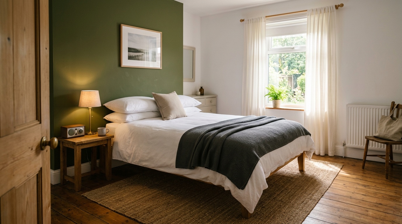 Inviting bedroom in UK short-term rental property
