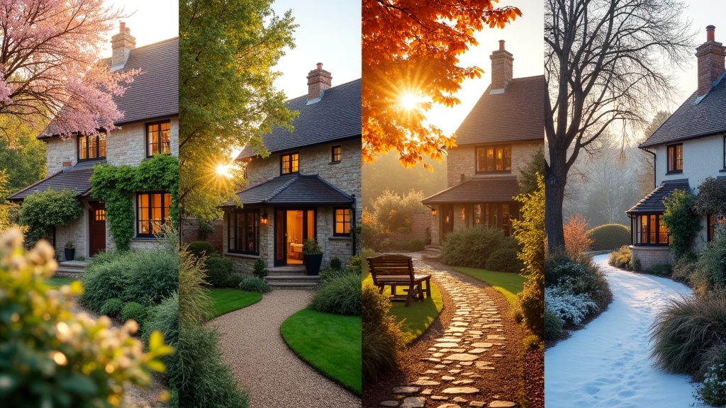 British holiday cottage showing seasonal variations throughout the year