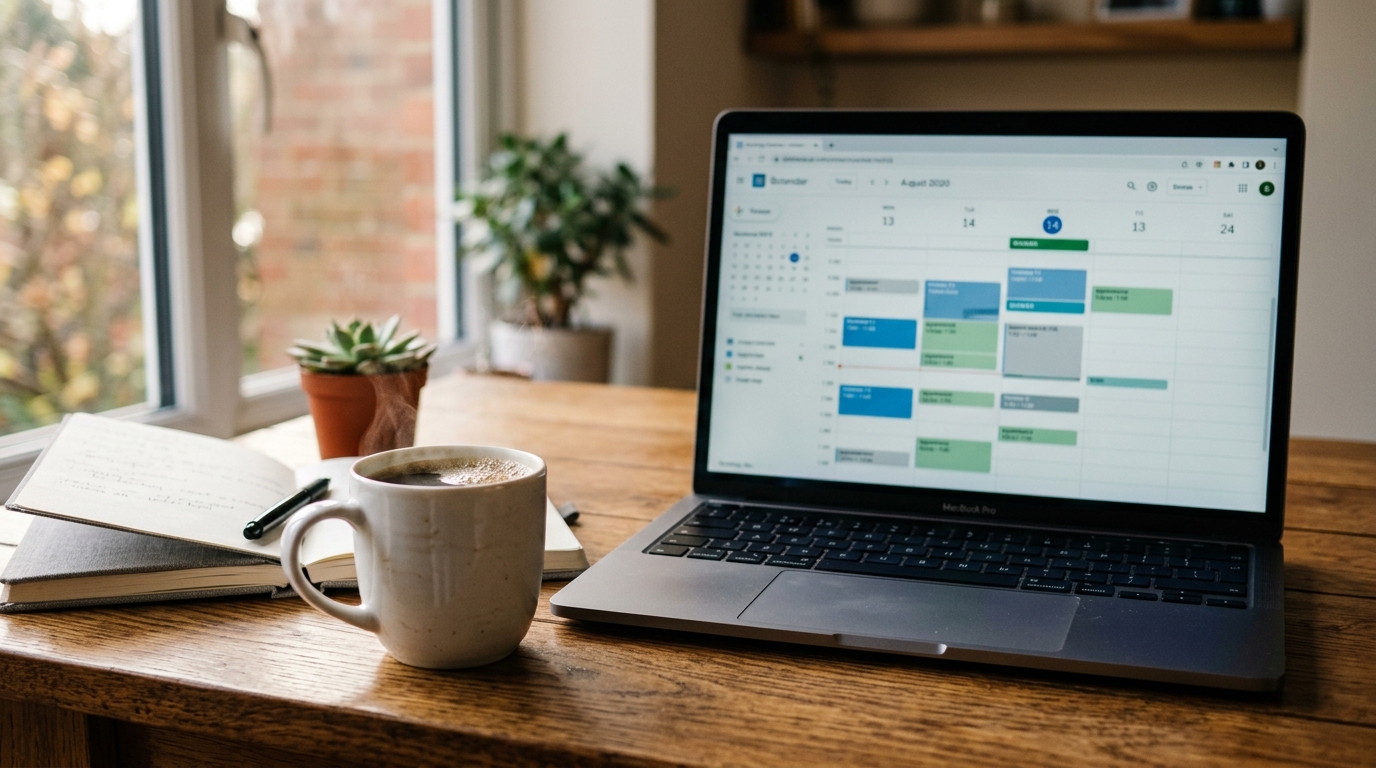 Host managing Airbnb reviews and calendar on laptop