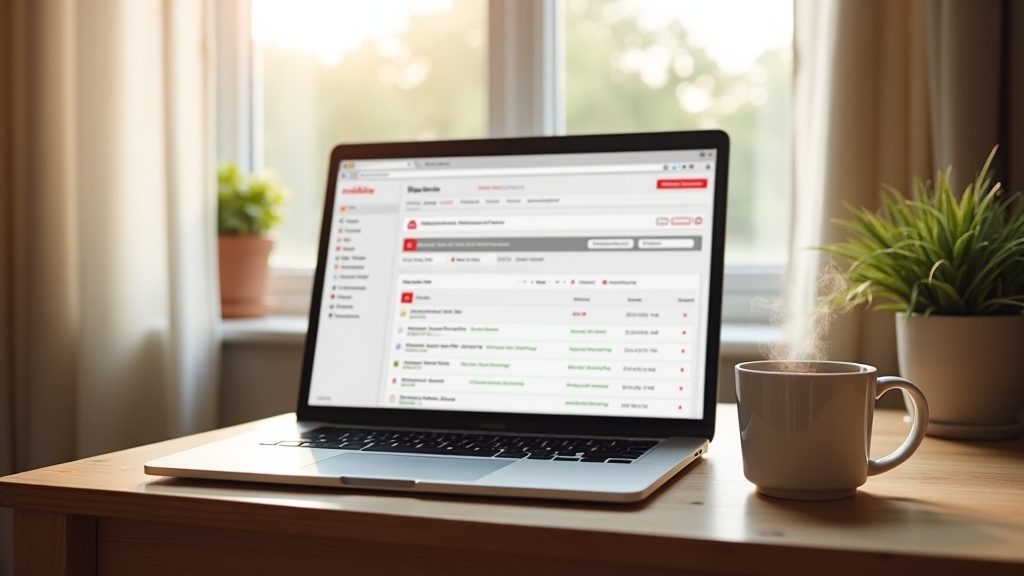 UK Airbnb host working on laptop optimising their listing