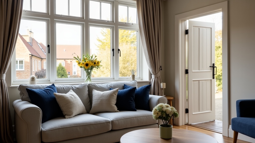 Welcoming Airbnb interior with self check-in smart lock visible on door