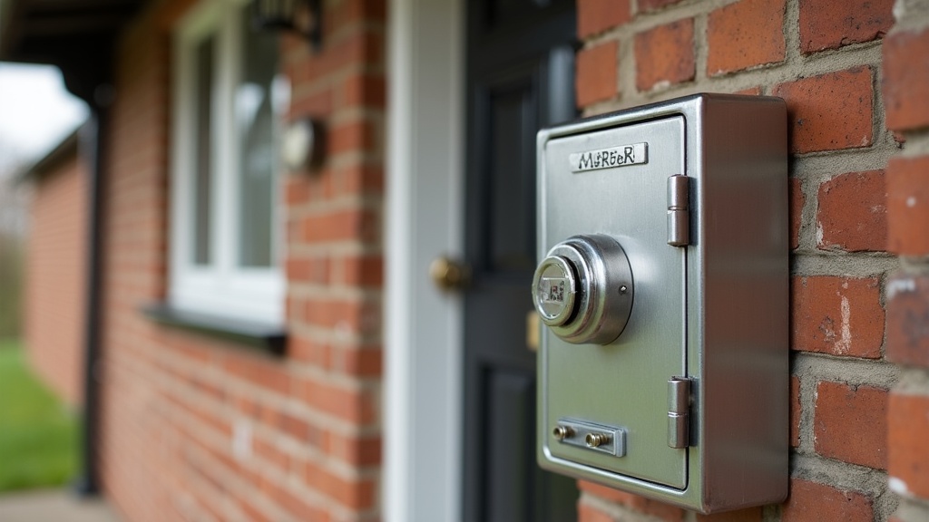 Key safe mounted outside UK Airbnb property for self check-in