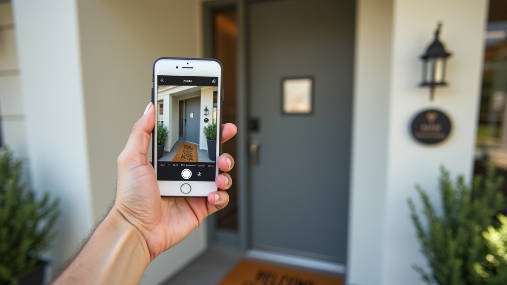 Host photographing labelled lockbox for clear Airbnb check-in instructions