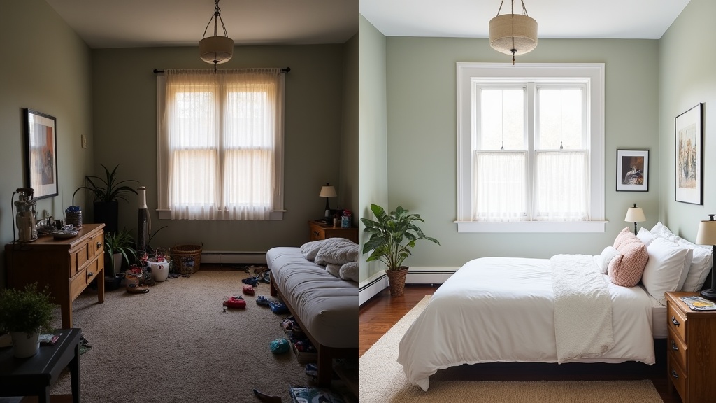 Before and after comparison of Airbnb listing photo quality improvement