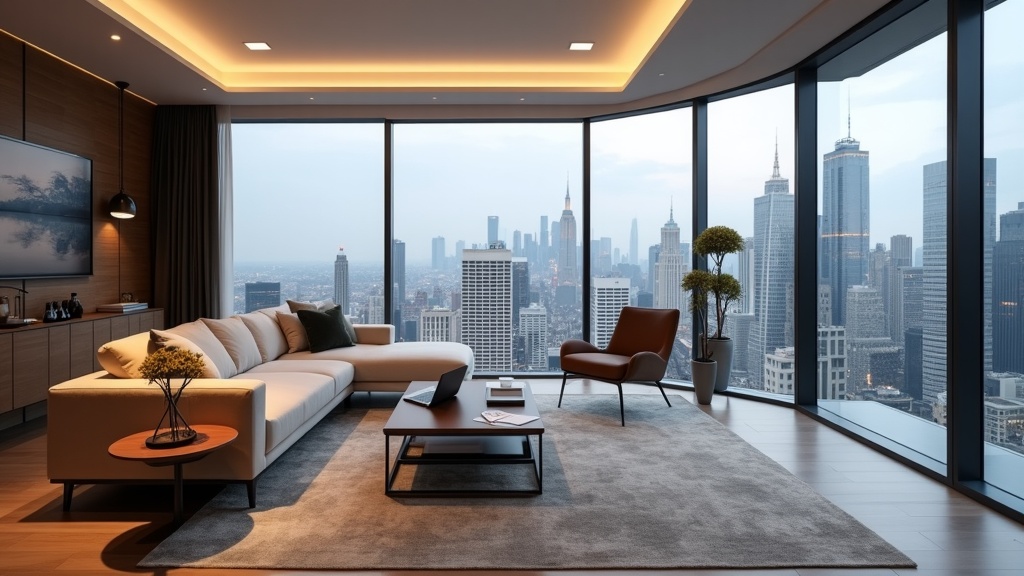 Modern Airbnb apartment interior designed for business travellers