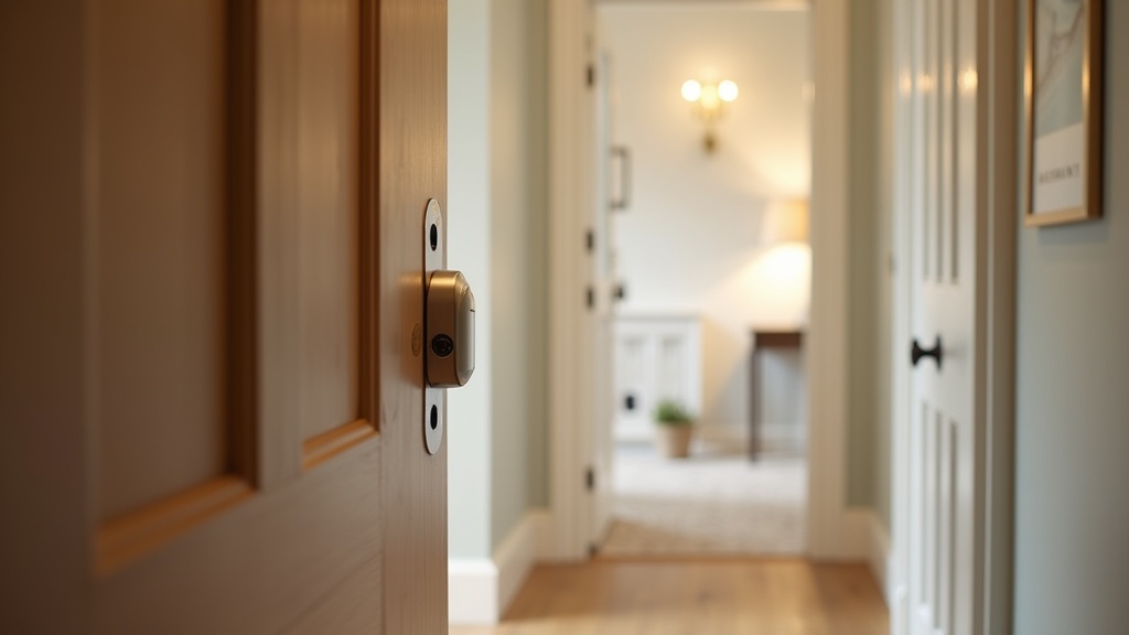 Airbnb property entrance with smart lockbox and welcome details