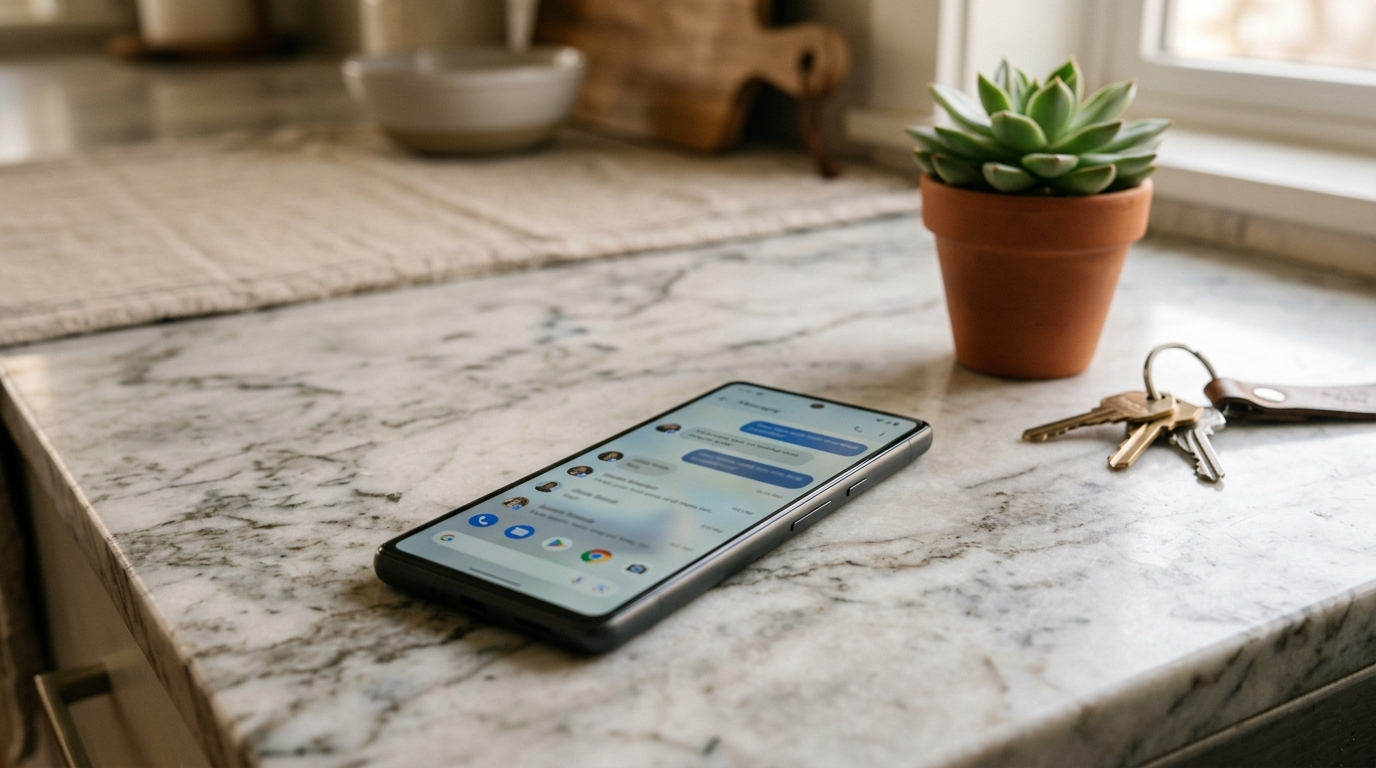 Smartphone showing unified guest messaging interface