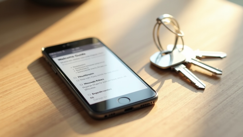 Digital guidebook displayed on smartphone for Airbnb guests