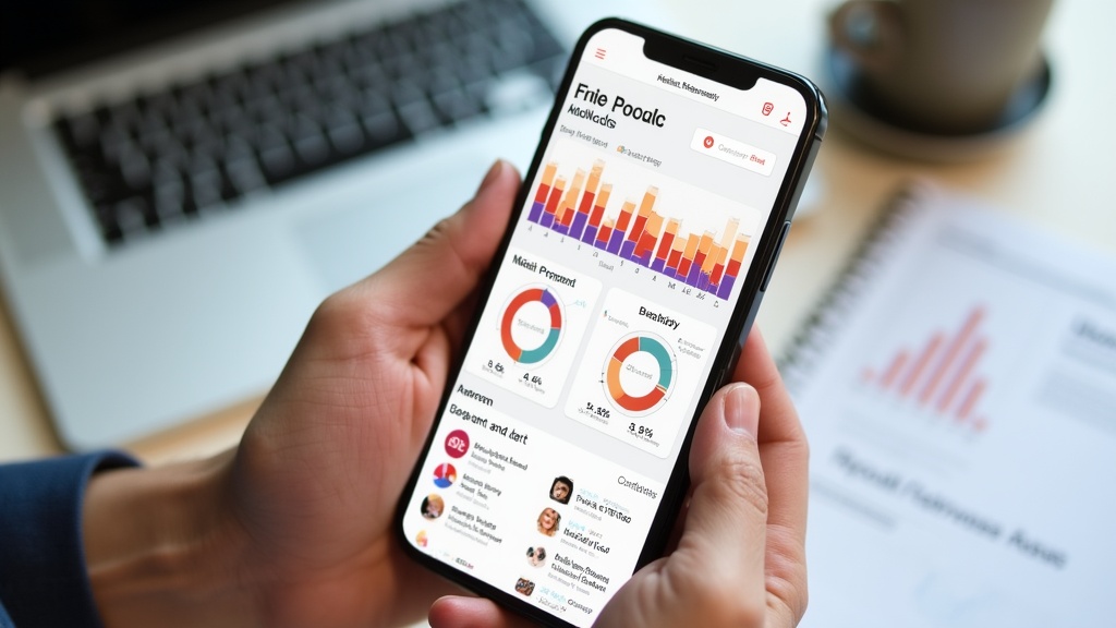 Smartphone showing Airbnb listing analysis dashboard