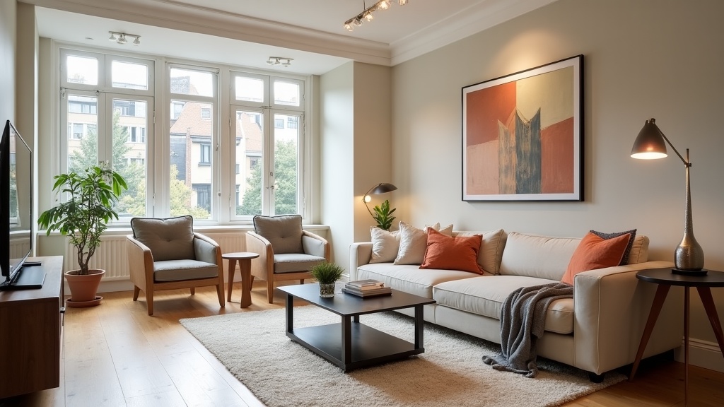 Well-optimised UK Airbnb living room interior