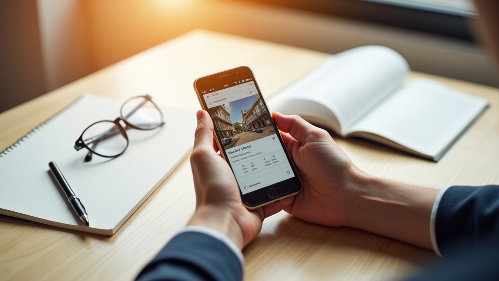 Reviewing Airbnb listing performance on smartphone with analytics