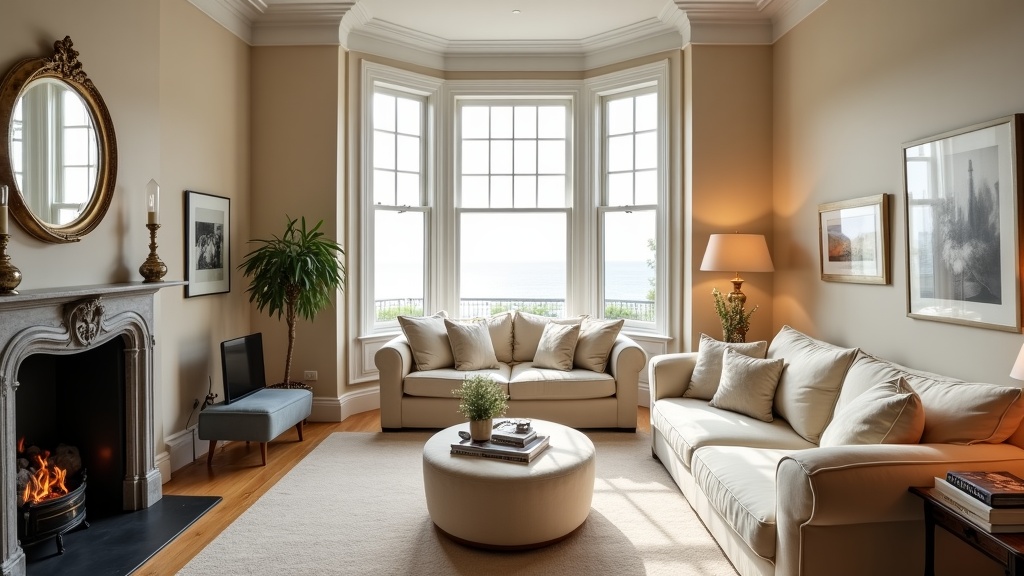 Brighton seafront apartment interior with sea views