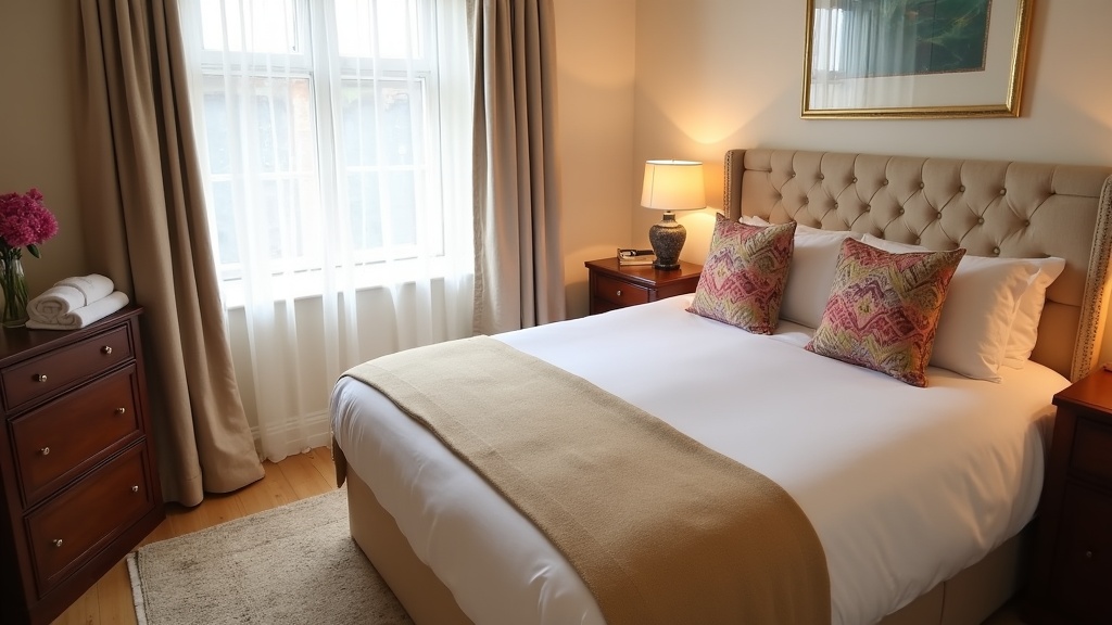Beautifully styled UK Airbnb bedroom interior with premium furnishings