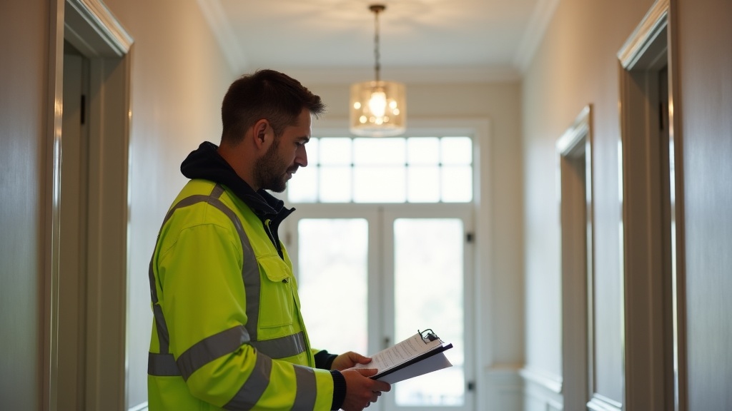 Fire safety professional conducting Airbnb property risk assessment