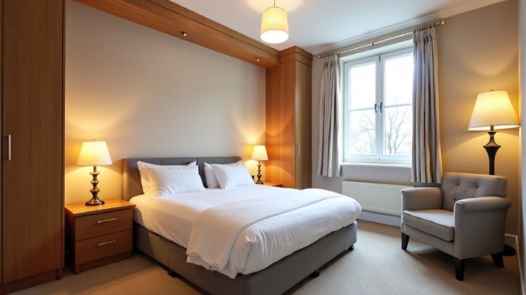 Well-furnished Airbnb bedroom with essential furniture pieces