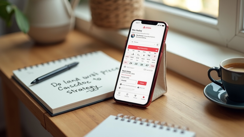 Airbnb host reviewing booking calendar and pricing strategy on smartphone
