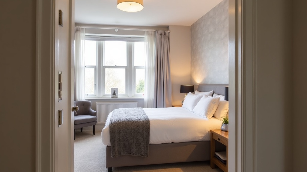Premium UK Airbnb bedroom with natural light and professional styling