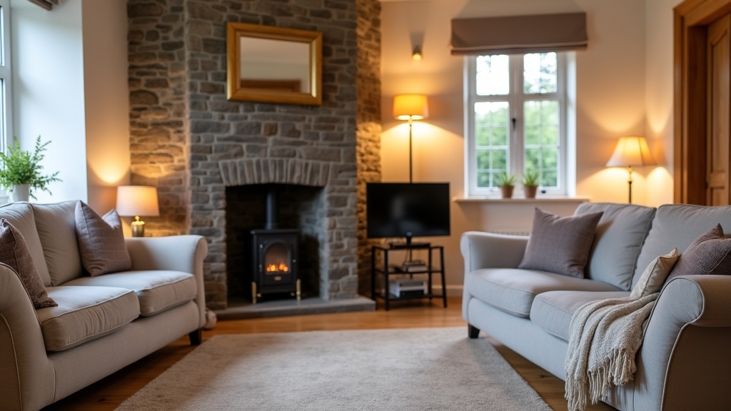 Compliant Welsh Airbnb interior with safety documentation