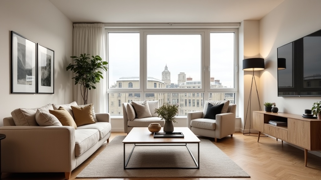 Optimised Airbnb living room with professional styling