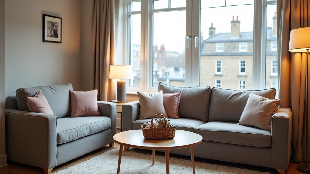 Professionally styled UK Airbnb living room interior