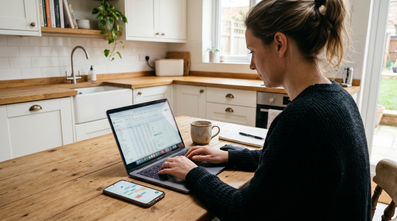 Airbnb host managing bookings and guest communications on laptop