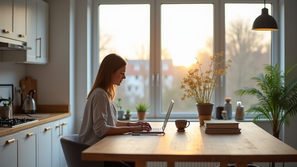 Home office workspace setup in Leeds Airbnb property