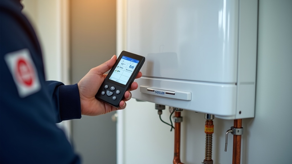 Gas Safe engineer conducting safety check on boiler for Airbnb compliance