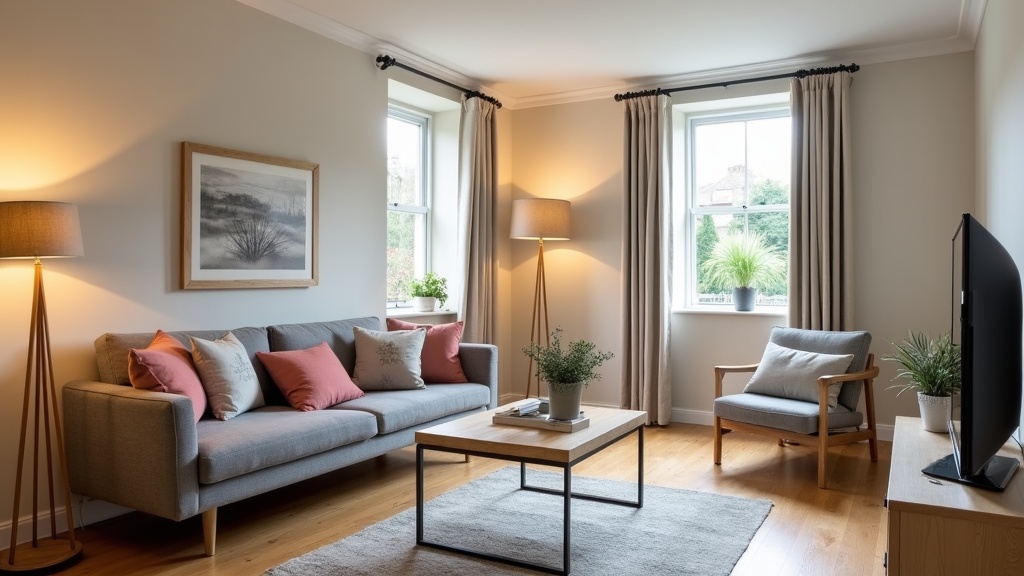 Well-maintained UK Airbnb living room interior